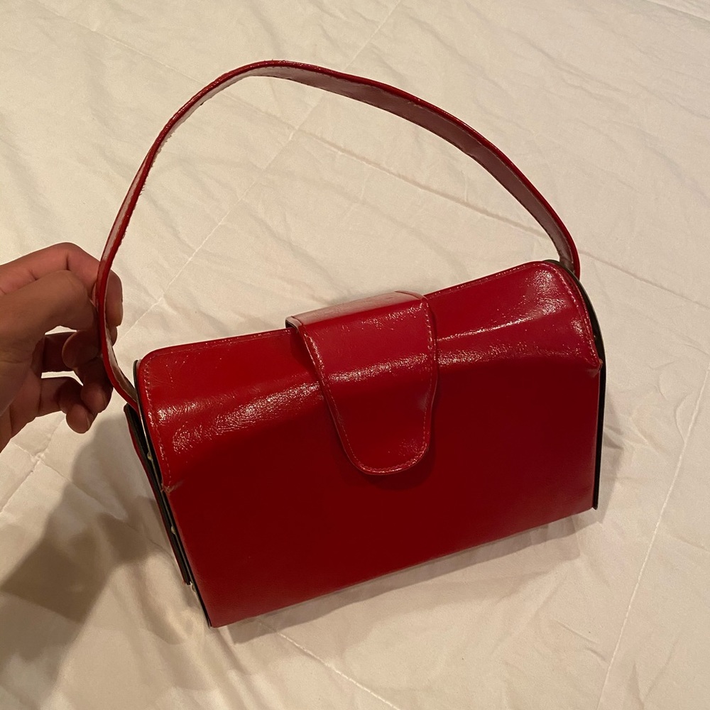 Red and gold handbag